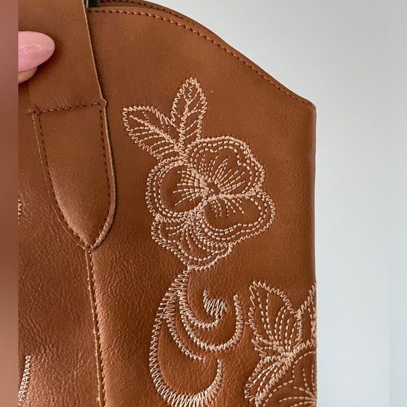 Brown western cowboy boots floral embroidered - Picture 3 of 6